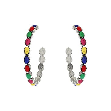 Fashionable Western Tq Semi Hoop Earrings SLE1894