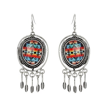 Fashionable Circle Western Navajo Print Earrings SLE1895