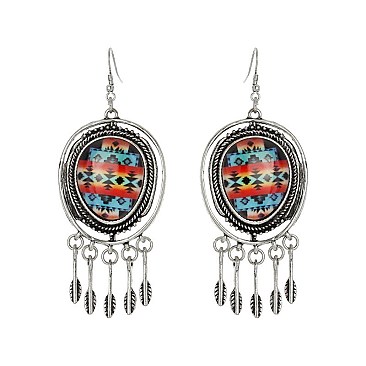 Fashionable Circle Western Navajo Print Earrings SLE1895