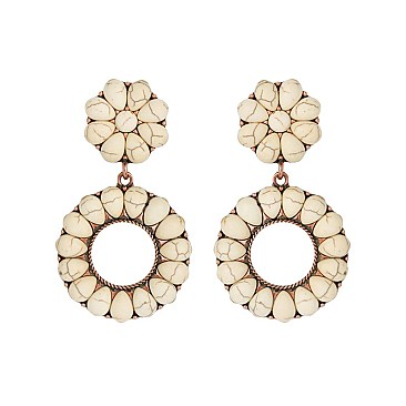 Trendy Western Turquoise Circle Earrings SLE1897