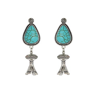 Trendy Squash Blossom Turquoise Earrings