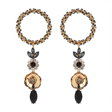 FASHIONABLE ROUND EARRING W/ FLOWER DROP SLE1907
