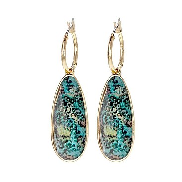 DANGLY LRG OVAL STONE EARRINGS