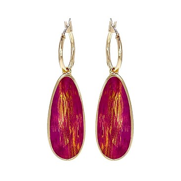 DANGLY LRG OVAL STONE EARRINGS