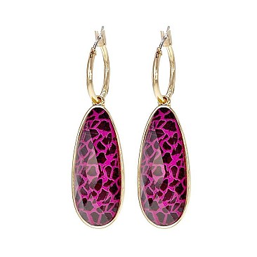 DANGLY LRG OVAL STONE EARRINGS