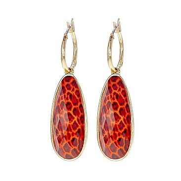 DANGLY LRG OVAL STONE EARRINGS