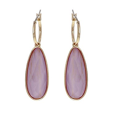 DANGLY LRG OVAL STONE EARRINGS