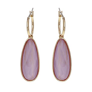 DANGLY LRG OVAL STONE EARRINGS