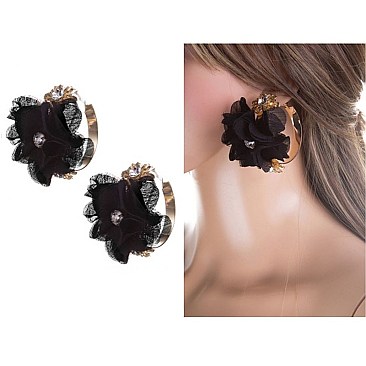 BIG FLOWER IN HOOP FASHION EARRINGS