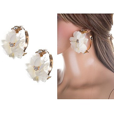 BIG FLOWER IN HOOP FASHION EARRINGS