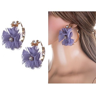 BIG FLOWER IN HOOP FASHION EARRINGS