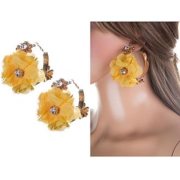BIG FLOWER IN HOOP FASHION EARRINGS