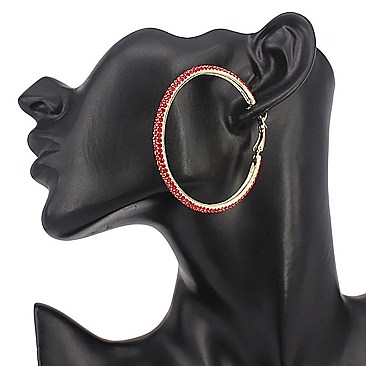 RHINESTONE 60MM METAL HOOP EARRINGS