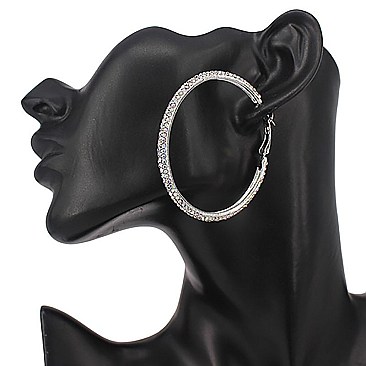 RHINESTONE 60MM METAL HOOP EARRINGS