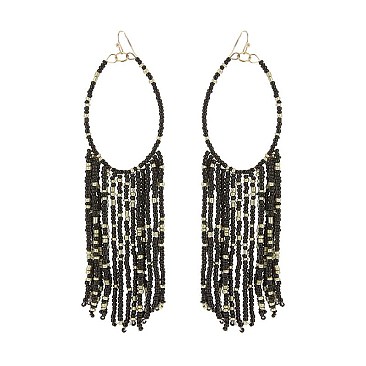 BEADS TASSEL OVAL FASHION EARRINGS