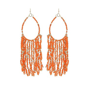 BEADS TASSEL OVAL FASHION EARRINGS