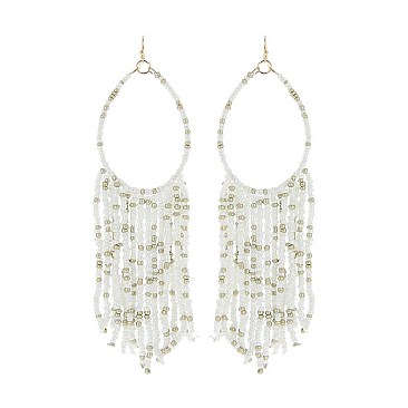 BEADS TASSEL OVAL FASHION EARRINGS