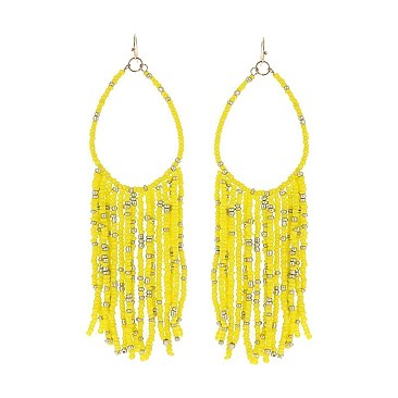 BEADS TASSEL OVAL FASHION EARRINGS