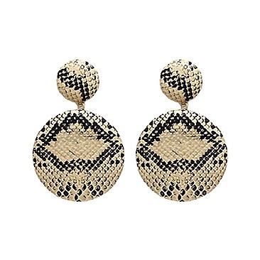 SNAKE SKIN ROUND FASHION EARRINGS