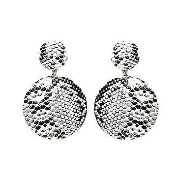 SNAKE SKIN ROUND FASHION EARRINGS