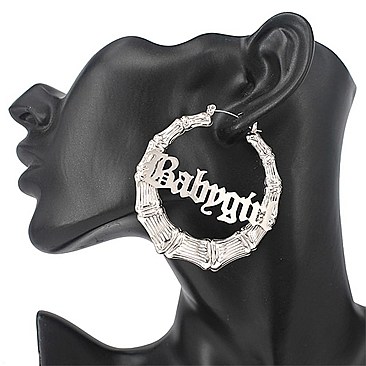 BABYGIRL METAL BAMBOO HOOP EARRINGS