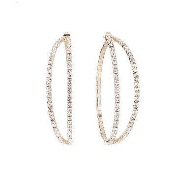 2-LINE RHINESTONE HOOP EARRINGS