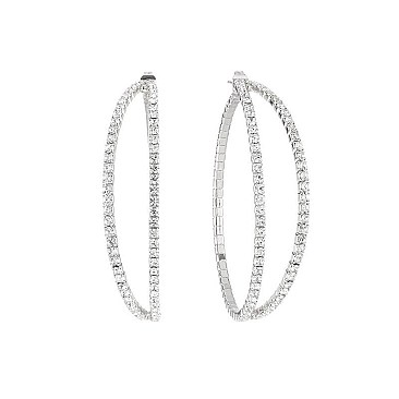 2-LINE RHINESTONE HOOP EARRINGS
