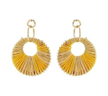 RAFFIA WRAPPED EYELET EARRINGS