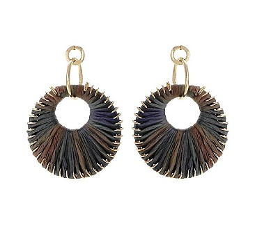 RAFFIA WRAPPED EYELET EARRINGS