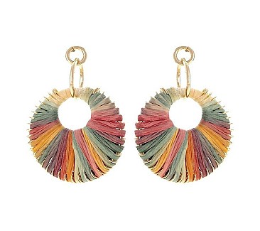 RAFFIA WRAPPED EYELET EARRINGS