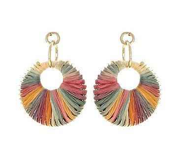 RAFFIA WRAPPED EYELET EARRINGS