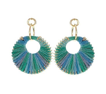 RAFFIA WRAPPED EYELET EARRINGS