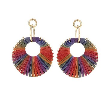 RAFFIA WRAPPED EYELET EARRINGS