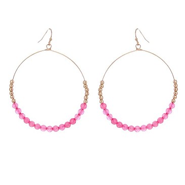 BEADED HOOP FISH HOOK EARRINGS