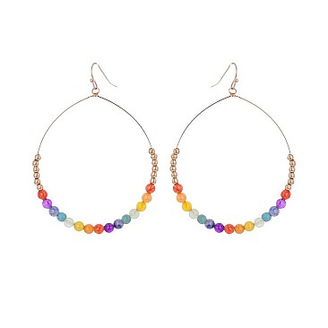 BEADED HOOP FISH HOOK EARRINGS