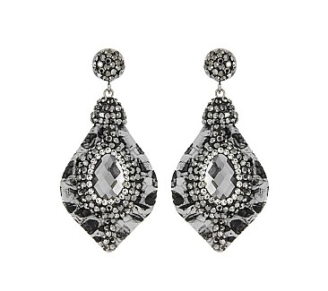 STONE ANIMAL PRINT DROP EARRINGS