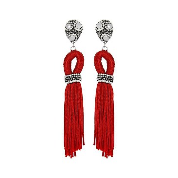DANGLY TASSEL WITH STONES EARRINGS