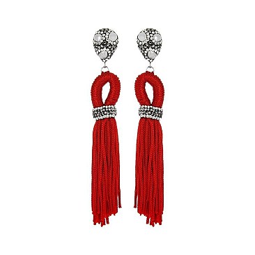 DANGLY TASSEL WITH STONES EARRINGS