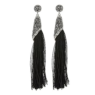 STONED DANGLY TASSEL EARRINGS