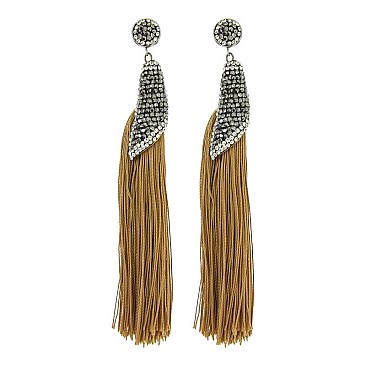 STONED DANGLY TASSEL EARRINGS