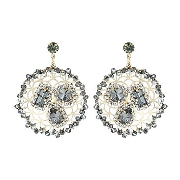 GEMSTONE RND DANGLY POST EARRINGS