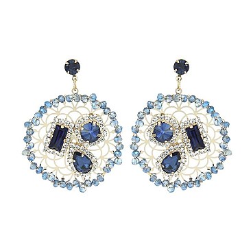 GEMSTONE RND DANGLY POST EARRINGS
