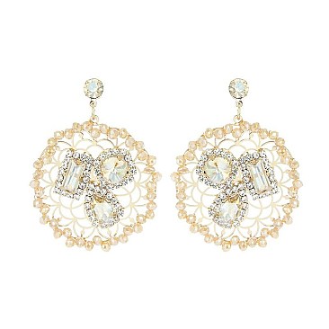 GEMSTONE RND DANGLY POST EARRINGS