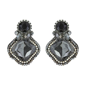 SQ GEM FELT BACK DROP EARRING