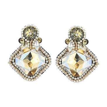 SQ GEM FELT BACK DROP EARRING