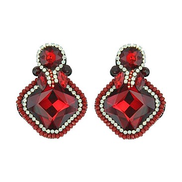 SQ GEM FELT BACK DROP EARRING
