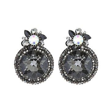 RND GEMS FELT BACK DROP EARRINGS