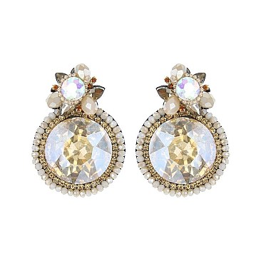 RND GEMS FELT BACK DROP EARRINGS