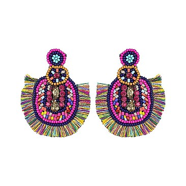 OVAL BEADED TASSESL EARRING