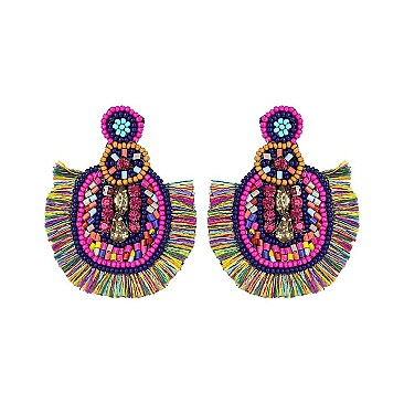 OVAL BEADED TASSESL EARRING